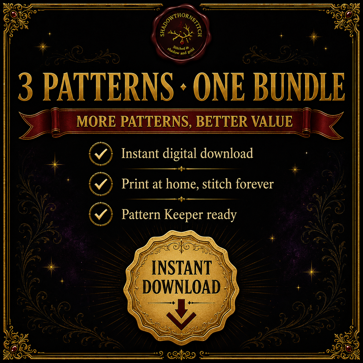 Gothic Butterfly cross stitch pattern bundle - 11-butterfly-cross-stitch-chart