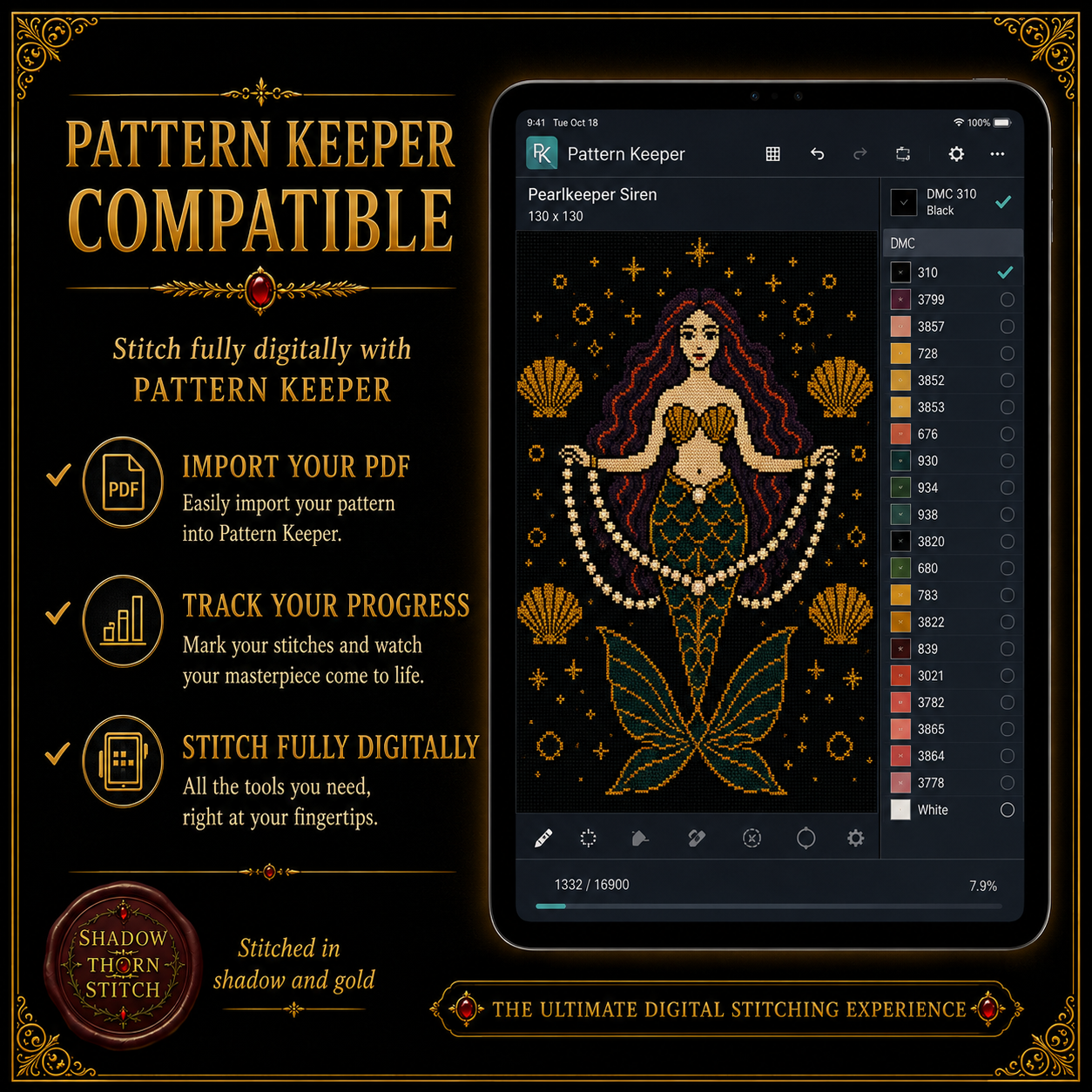 Gothic Mermaid cross stitch pattern bundle - 07-mermaid-pattern-keeper-chart