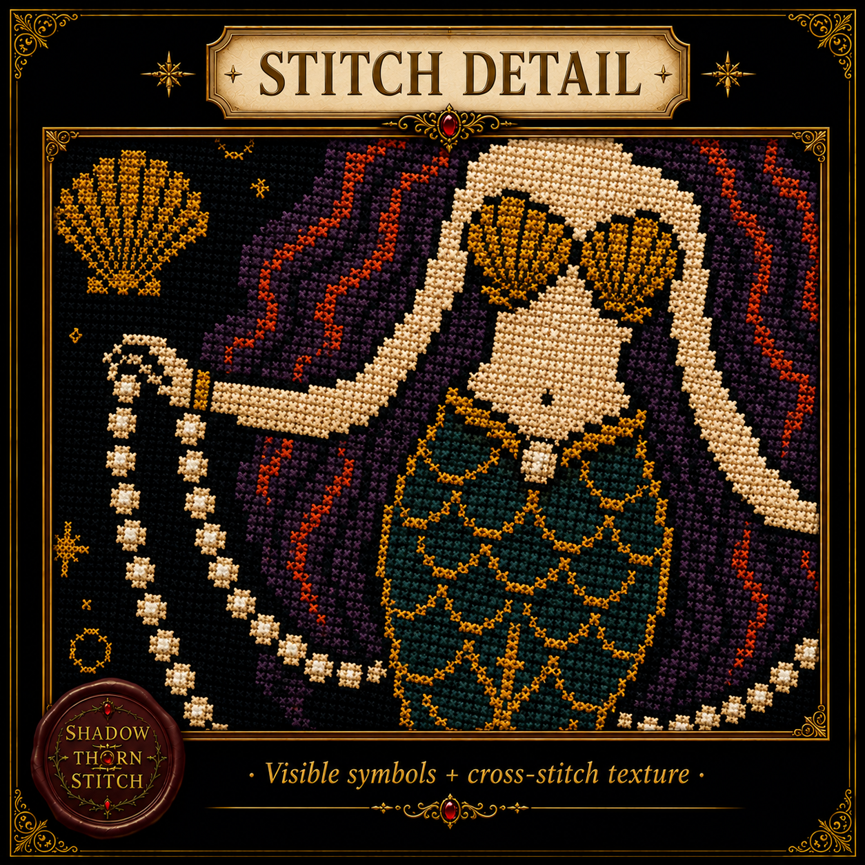 Gothic Mermaid cross stitch pattern bundle - 08-sea-witch-cross-stitch