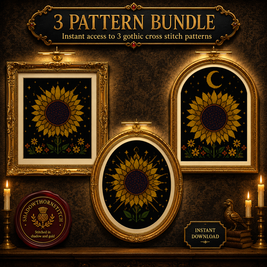 Gothic Sunflower cross stitch pattern bundle - 01-sunflower-cross-stitch-pattern-bundle
