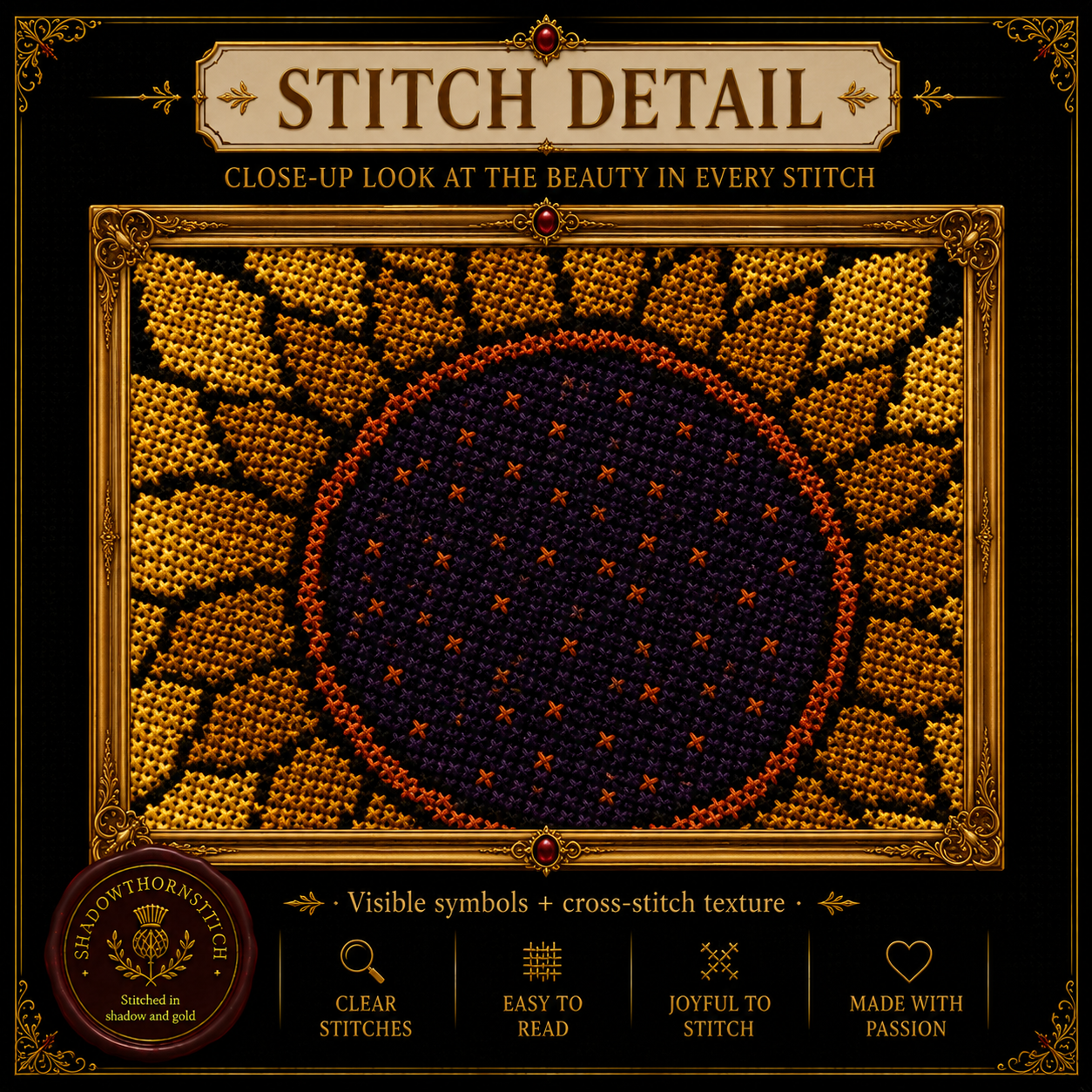 Gothic Sunflower cross stitch pattern bundle - 08-cottagecore-sunflower-cross-stitch