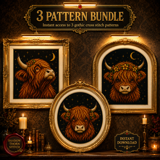 Highland Cow cross stitch pattern bundle - 01-highland-cow-cross-stitch-pattern-bundle