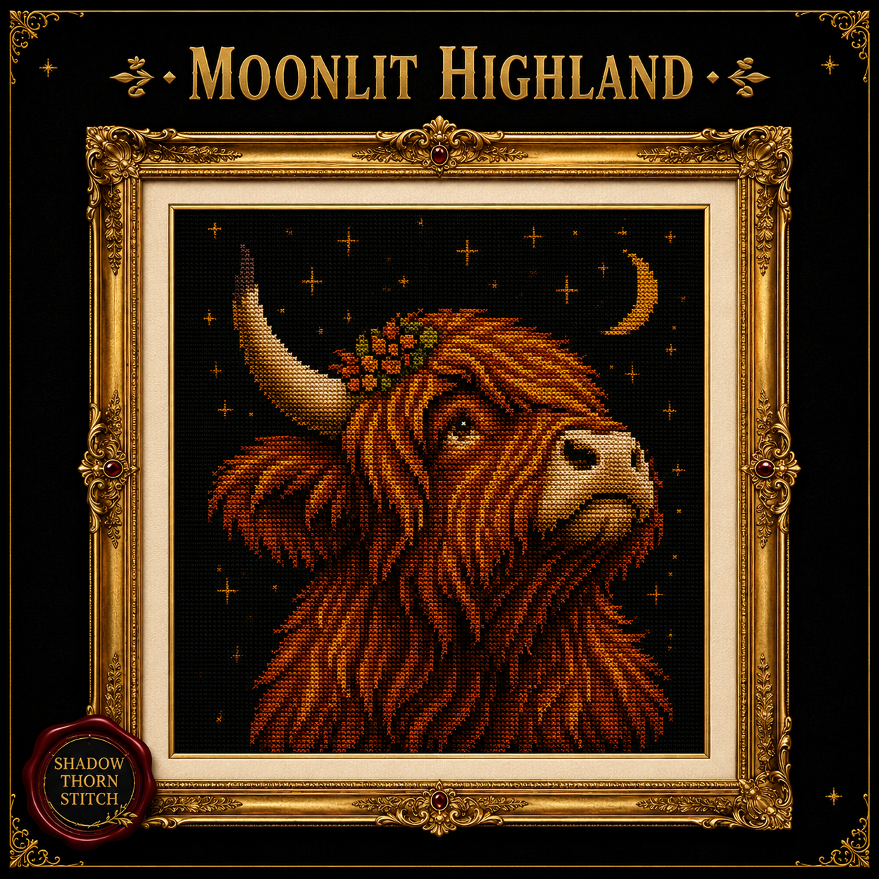 Highland Cow cross stitch pattern bundle - 03-highland-cow-counted-cross-stitch