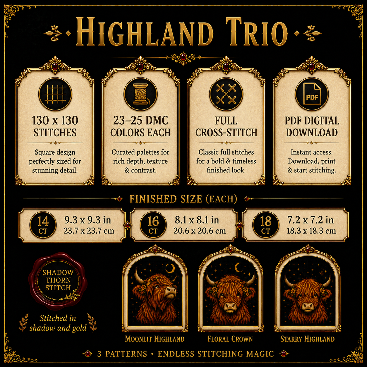 Highland Cow cross stitch pattern bundle - 07-scottish-highland-cow-cross-stitch