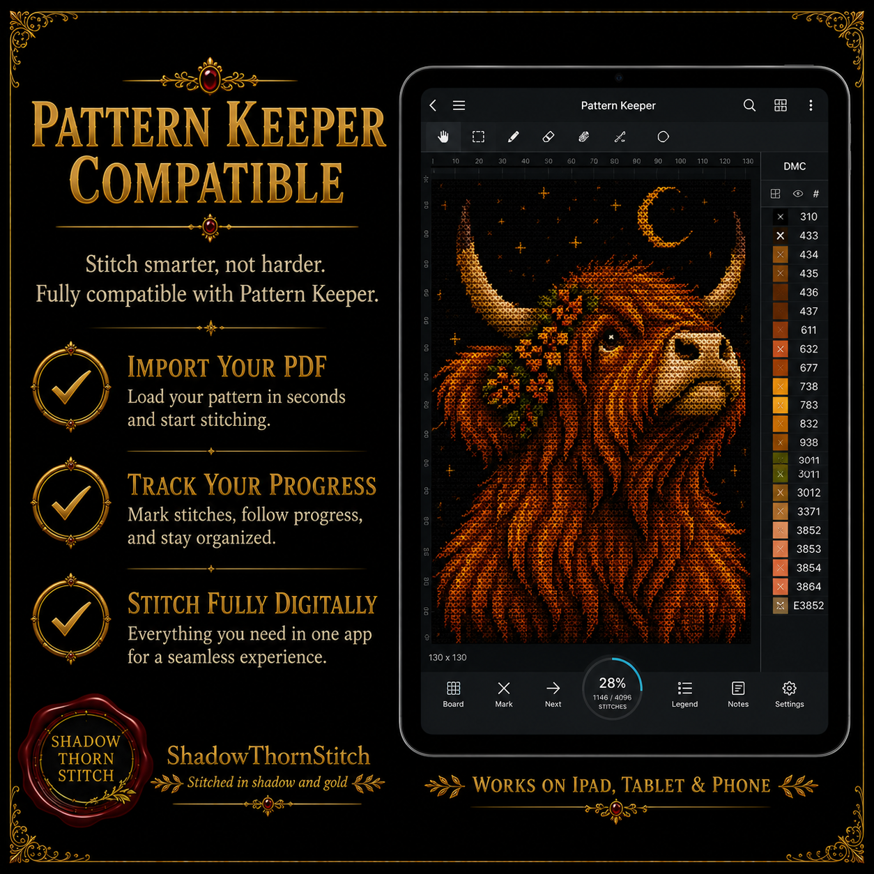 Highland Cow cross stitch pattern bundle - 08-farmhouse-cow-cross-stitch-pattern
