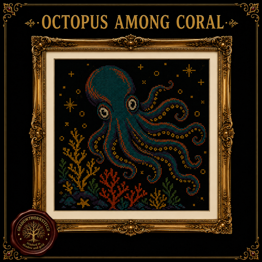 Gothic Octopus cross stitch pattern bundle - 03-octopus-counted-cross-stitch