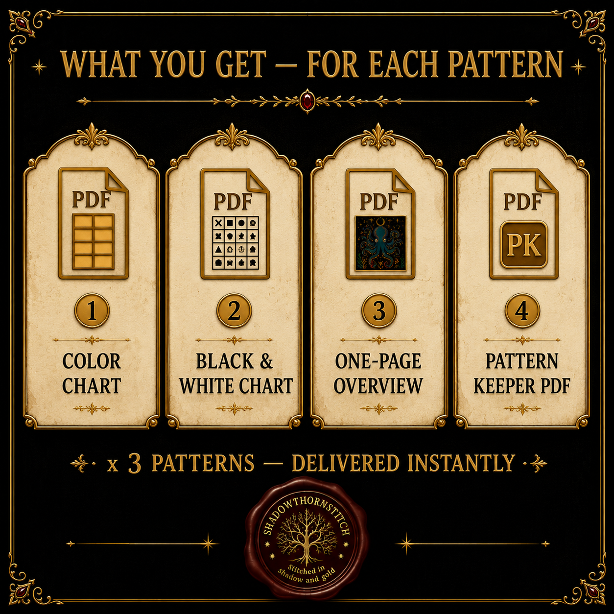 Gothic Octopus cross stitch pattern bundle - 06-sea-witch-octopus-cross-stitch