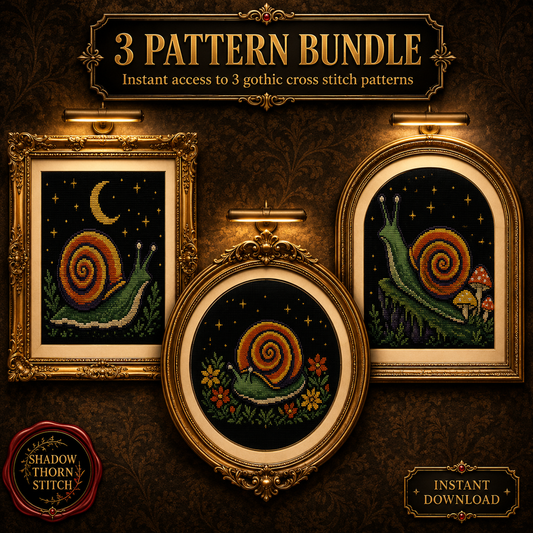 Gothic Snail cross stitch pattern bundle - 01-snail-cross-stitch-pattern-bundle