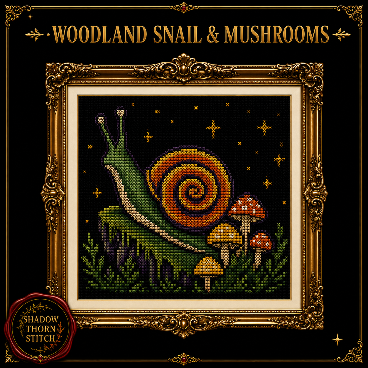 Gothic Snail cross stitch pattern bundle - 04-moon-snail-cross-stitch