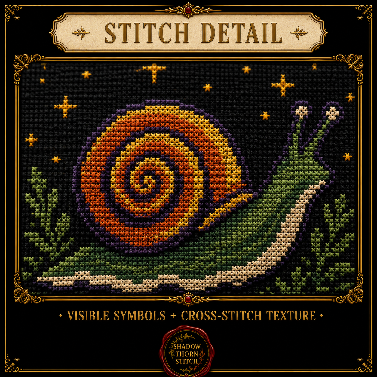 Gothic Snail cross stitch pattern bundle - 09-snail-cross-stitch-pdf