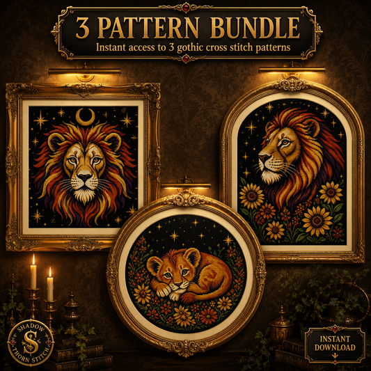 Gothic Lion cross stitch pattern bundle - 01-lion-cross-stitch-pattern-bundle