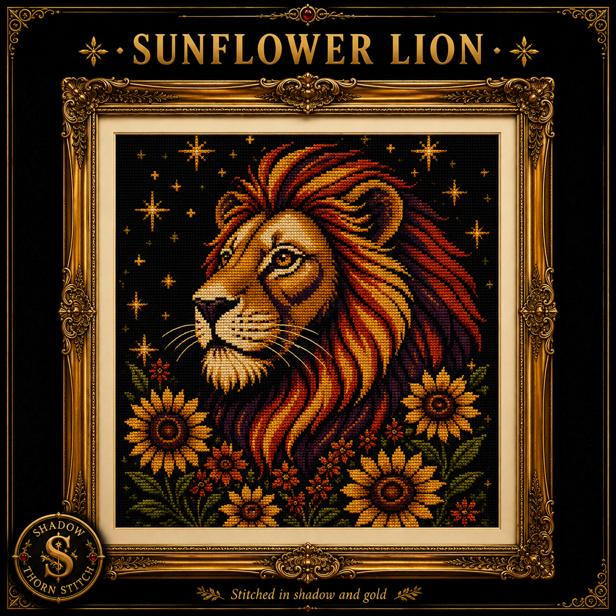 Gothic Lion cross stitch pattern bundle - 04-witchy-lion-counted-cross-stitch