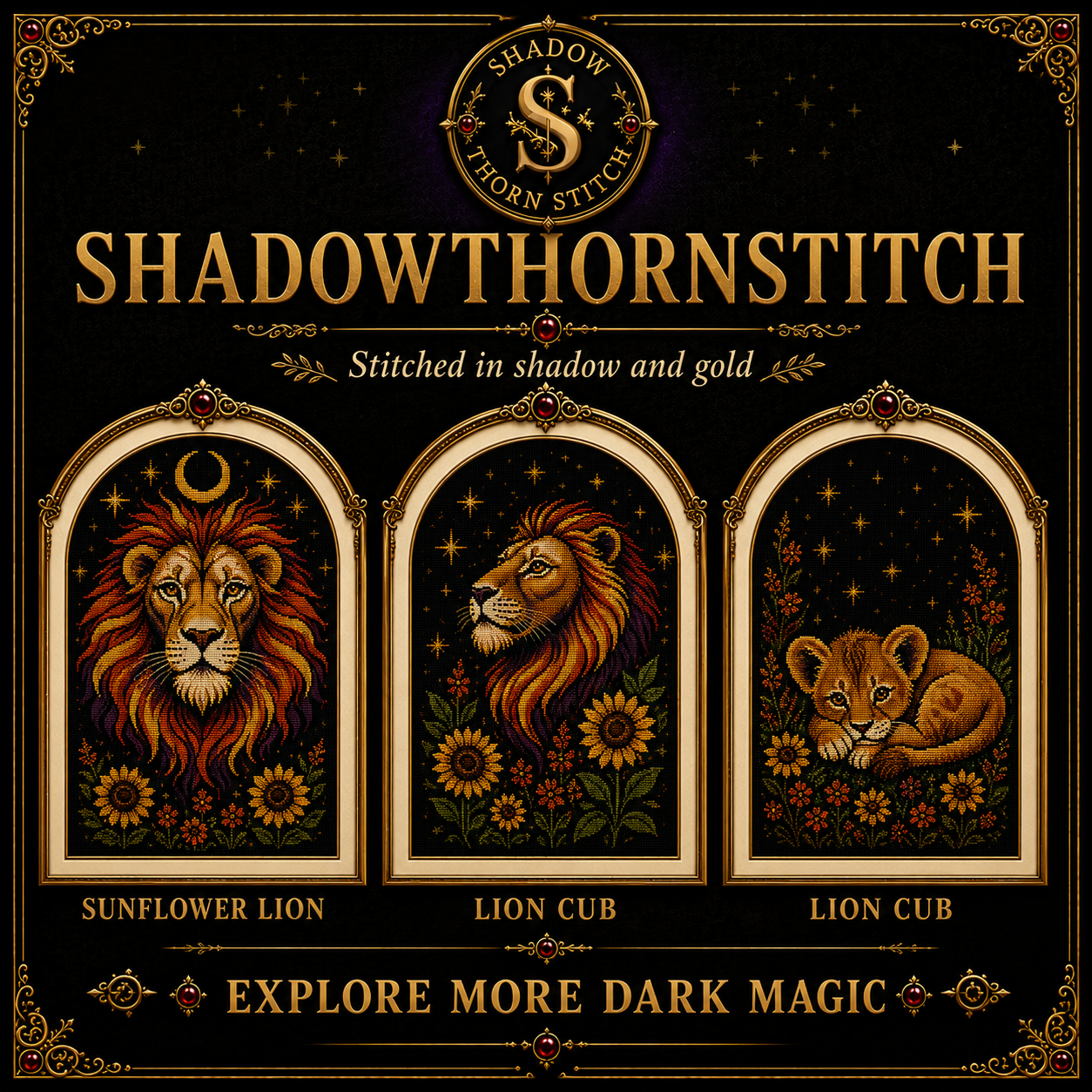 Gothic Lion cross stitch pattern bundle - 09-lion-cross-stitch-chart