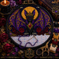Gothic Bat Queen cross stitch hoop displayed in witchy gothic home decor aesthetic