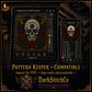 Gothic Celestial Skull cross stitch close-up detail showing intricate gothic stitch work