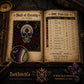 Gothic Celestial Skull cross stitch pattern shown with DMC floss thread color palette