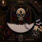 Gothic Celestial Skull cross stitch black and white symbol chart preview — printer friendly