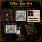 Gothic Death Head Moth cross stitch color chart preview with full DMC floss code list
