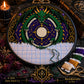Gothic Ouroboros Dragon cross stitch finished on white Aida fabric with embroidery hoop