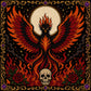 Gothic Phoenix Rebirth cross stitch color chart preview with full DMC floss code list