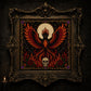Gothic Phoenix Rebirth cross stitch close-up detail showing intricate gothic stitch work