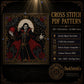 Gothic Vampire Lord cross stitch hoop displayed in witchy gothic home decor aesthetic