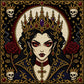 Gothic Vampire Queen Portrait cross stitch color chart preview with full DMC floss code list