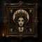 Gothic Vampire Queen Portrait cross stitch close-up detail showing intricate gothic stitch work