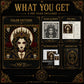 Gothic Vampire Queen Portrait cross stitch pattern shown with DMC floss thread color palette