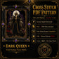 Gothic Witch Queen cross stitch pattern PDF — dark fantasy 130x130 design by DarkStitchCo