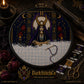 High Priestess Tarot Card Ii cross stitch hoop displayed in witchy gothic home decor aesthetic