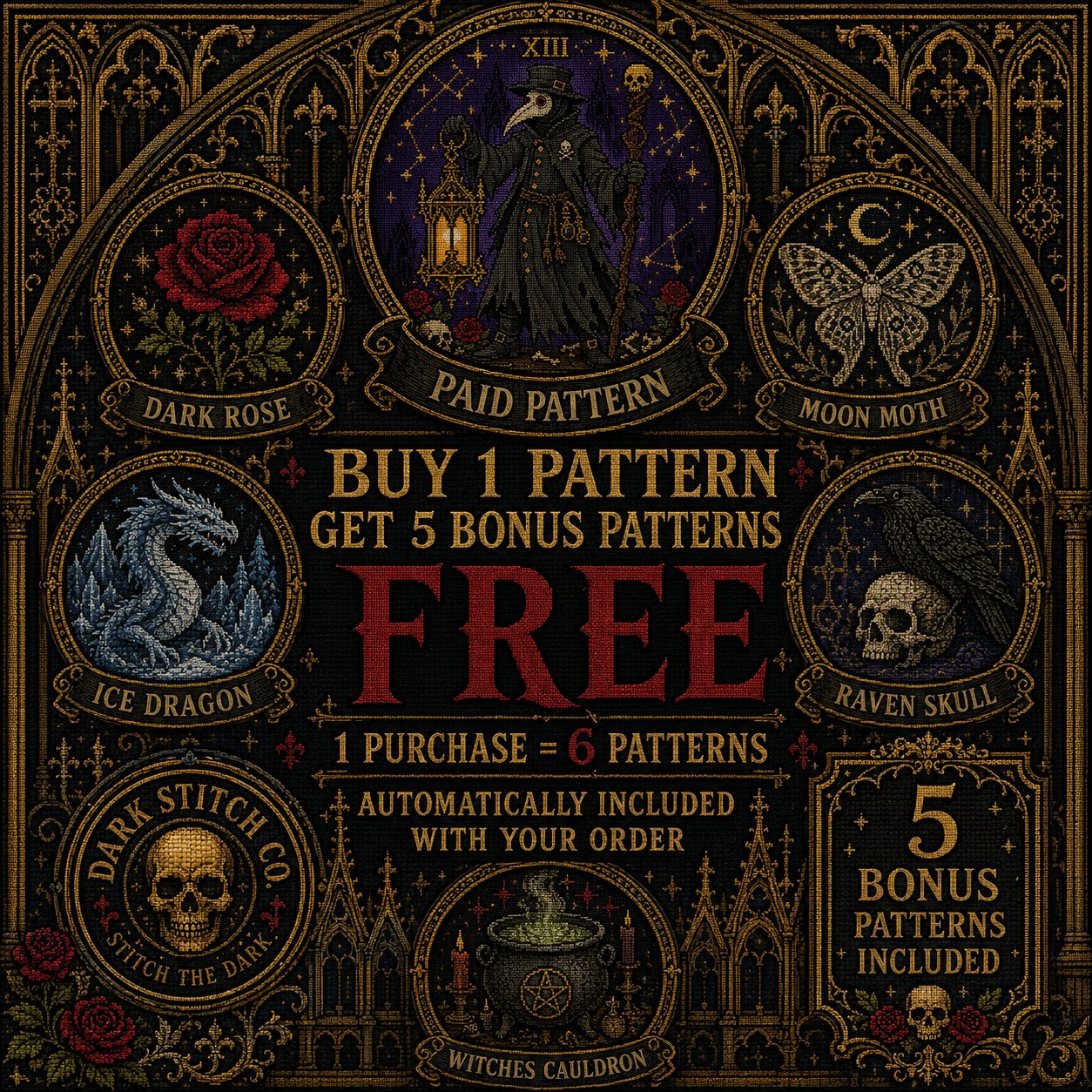 Plague Doctor Tarot Card Xi cross stitch black and white symbol chart preview — printer friendly