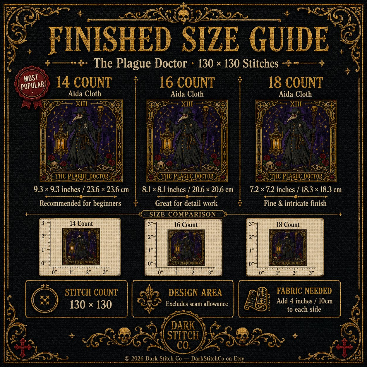 Plague Doctor Tarot Card Xi cross stitch pattern by DarkStitchCo — instant PDF download with bonus patterns