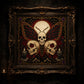 Skull Butterfly Memento Mori cross stitch hoop displayed in witchy gothic home decor aesthetic