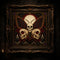 Skull Butterfly Memento Mori cross stitch hoop displayed in witchy gothic home decor aesthetic