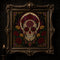 Sugar Skull Dia De Muertos cross stitch hoop displayed in witchy gothic home decor aesthetic