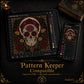 Sugar Skull Dia De Muertos cross stitch black and white symbol chart preview — printer friendly