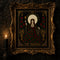 The Empress Tarot Card Iii cross stitch finished piece framed on dark gothic wall — handmade home decor