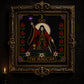 The Magician Tarot Card I cross stitch hoop displayed in witchy gothic home decor aesthetic