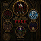 The Magician Tarot Card I cross stitch pattern shown with DMC floss thread color palette