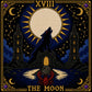 The Moon Tarot Card Xviii cross stitch color chart preview with full DMC floss code list