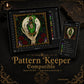 Witch Hand Potion cross stitch finished on white Aida fabric with embroidery hoop
